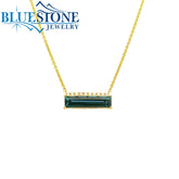 14 Karat Yellow Gold Created Alexandrite And Diamond Necklace - 18"